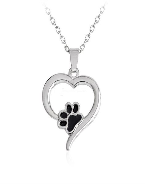 

925 silver plating heart paw print necklace pet memorial personality cat dog lovers necklace jewelry whole6710315