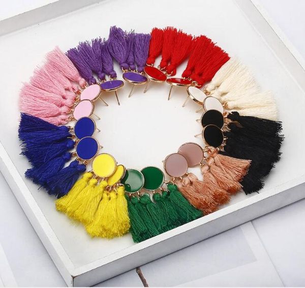 

new rustic green blue tassel earrings teardrop round moon irregular geometric silk fringed tassel earrings charm boho jewelry8671763, Silver