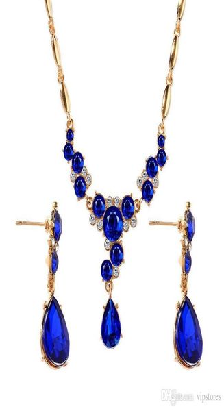 

2019 ornaments crystal fashion necklace and earring sets earrings three color crystal necklace earrings jewelry set5630962, Silver
