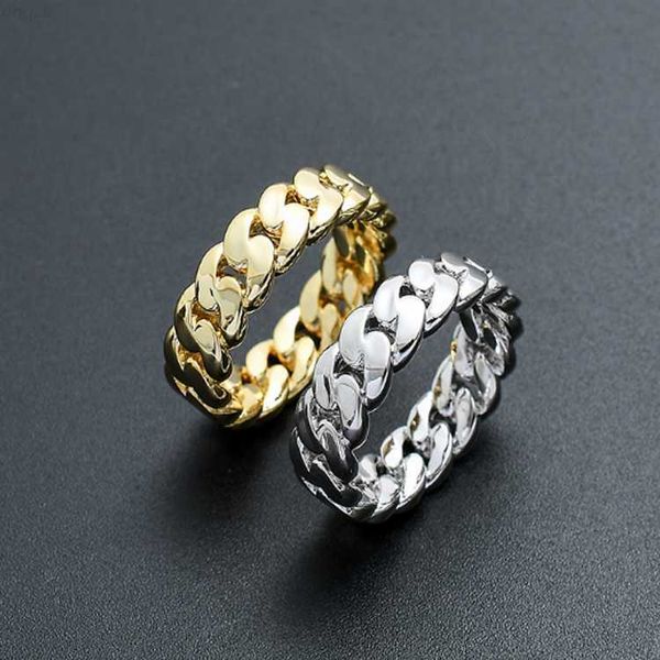 

hip hop miami cuban link ring rapper 18k gold plated wholesale jewelries for men women, Silver
