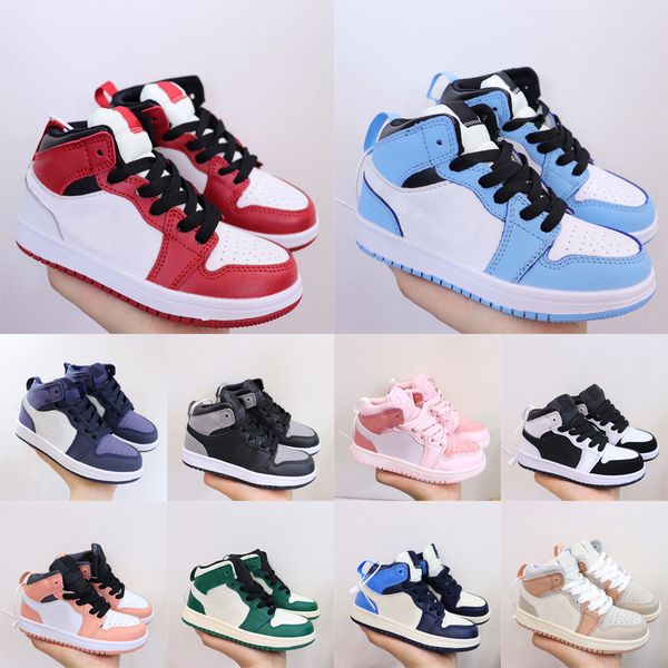 

kids shoes 1s j1 jumpman boys girls basketball bred digital pink chicago sanded purple size 22-35, Black