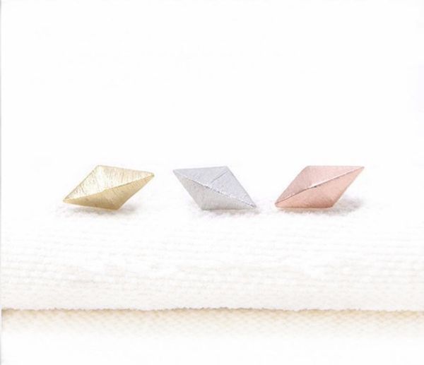 

10pcs fashion threedimensional rhombus stud earrings whole08891479, Golden;silver