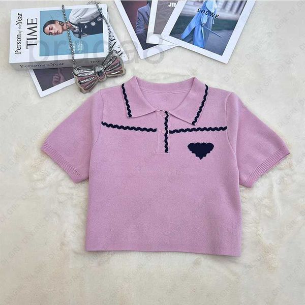 

women's knits & tees designer women shirts triangular slim-fit knited tshirts summer pullover short sleeve t-shirt bk3p, White