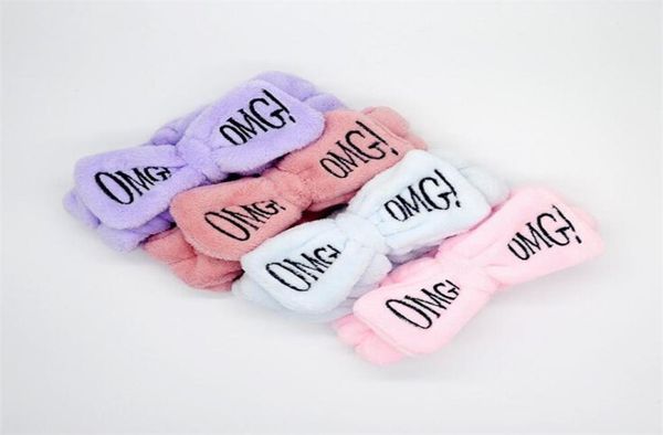 

new colorful omg letters bow coral fleece hairbands for women girls headbands bandanas hair bands headwear hair accessories t3272724365, Silver