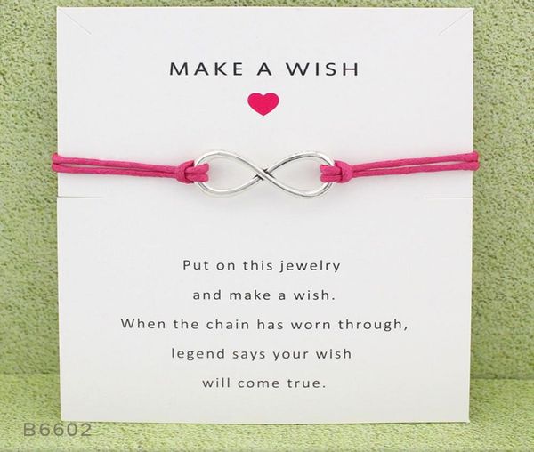 

new infinity wish wrap bracelets with gift card make a wish charm wax rope wristband for women men fashion jewelry gift6632235, Golden;silver