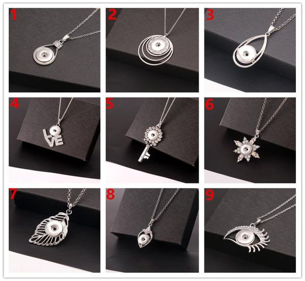 

fashion women 10pcslot snaps button pendant necklace diy jewelry with stainless steel chain fit 18mm ginger snap charm mix gift2688691, Silver