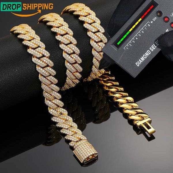 

dropshipping price hip hop men jewelry 14mm 925 sterling silver vvs moissanite diamond iced out cuban link chain necklace