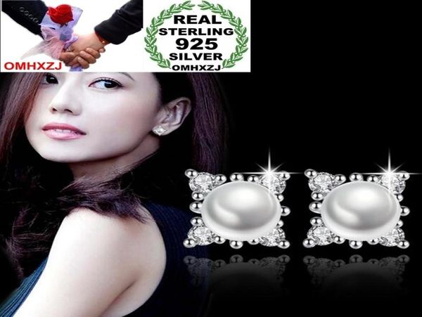 

omhxzj whole elegant sweet fashion wild ol woman girl wedding snowflake pearl zircon 925 sterling silver stud earrings ys3932881512, Golden;silver