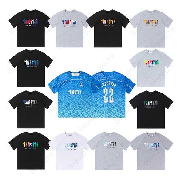 

stussys men summer trapstar t-shirt rainbow towel embroidery decoding men women t shirt men black white round neck tshirts, White;black