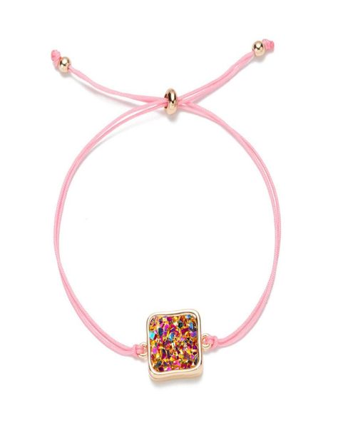 

handmade natural quartz druzy bracelet for women braided thread charm trendy white pink gray green blue stone rope bracelets5474997, Golden;silver