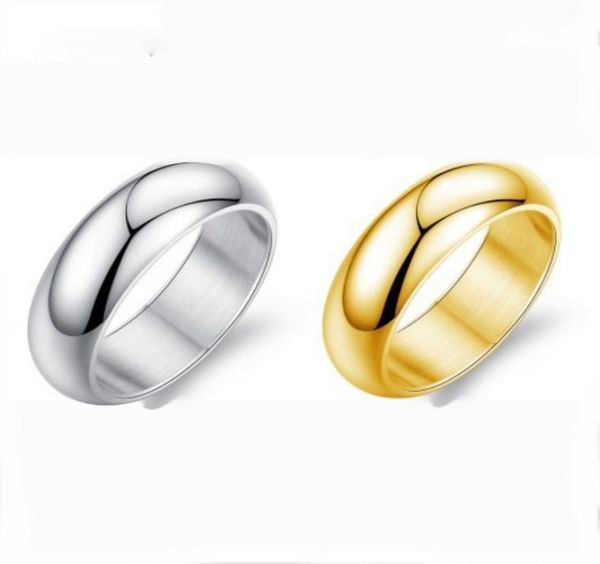 

7mm wide arc cambered surface stainless stee band classic ring women men lover couple wedding engagement rings6122878, Silver