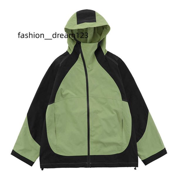 

custom color blocked windbreaker hoodie jacket coat with zipper men's trendy outdoor camp waterproof jacket, Black