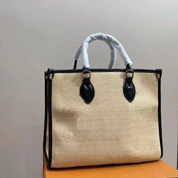 

designer beach bag summer straw bag handbag women shop bags weave tote bags shopping bags fabric handbag totes classic letter flower embroid