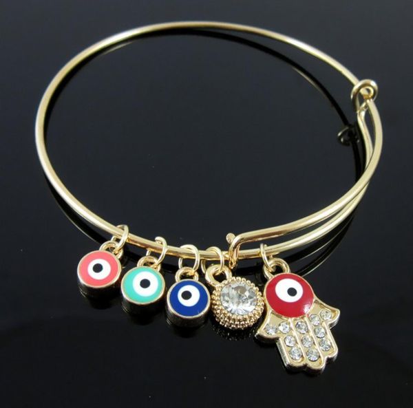 

grade hamsa bracelet bangle cyrstal hamsa hand evil eye lucky charm amulet bracelet bangle fashion jewelry 6281595, Golden;silver