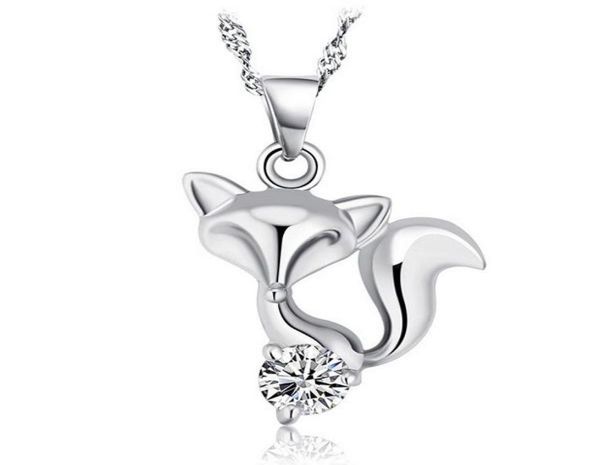 

925 sterling silver fox necklace love cubic zircon fox pendant bohemian animal fashion korean necklace pendant for women brand new2374233