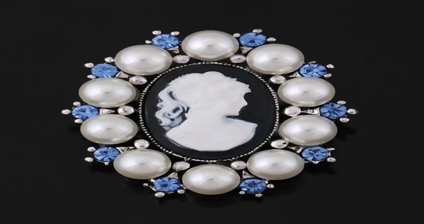

imitation pearl surrounding vintage cameo brooch for women or wedding3573245, Gray
