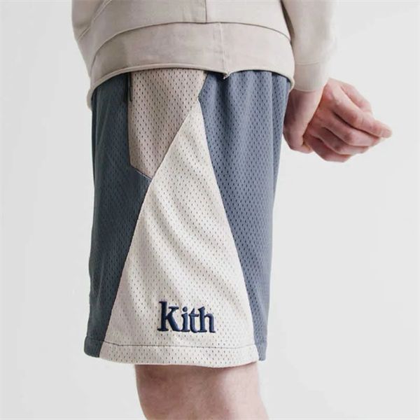

men's shorts good quality patchwork mesh kith fashion sweat shorts men 1 1 kith women zipper pockets shorts breathable breeches t230209, White;black