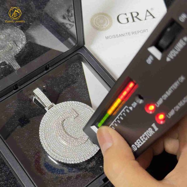 

custom hip hop jewelry pendant pass diamond tester iced out vvs moissanite letter pendant 925 silver men necklace pendant