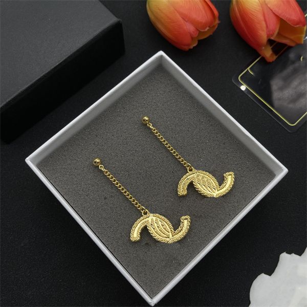 

new spring/summer luxury letter c earring designer ccity tassels stud earing women party hoop gold earrings woman accessories 76546, Golden;silver