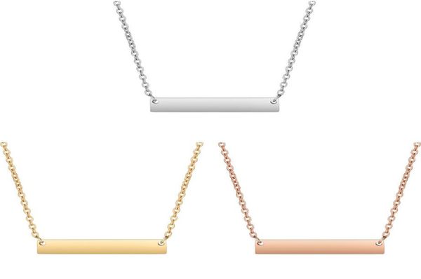 

never fade 35mm stainless steel blank plain tiny heart necklace high polished simple bar pendant necklace for women g5901554, Silver