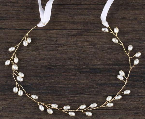 

vintage crystal pearl bridal headband with ribbon tiara bride headpiece hairs jewelry women wedding hair accessories5277017, Silver