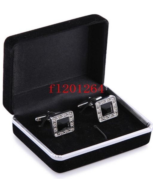 

100pcslot whole promotion black velvet cufflink box gift jewelry box for cufflinks8288629, Black;white