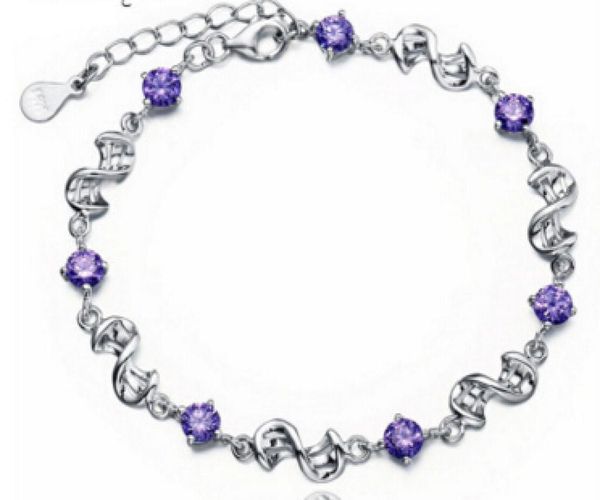 

925 sterling silver amethyst rhodium bracelet for women selling korean silver jewelry whole6283577, Golden;silver