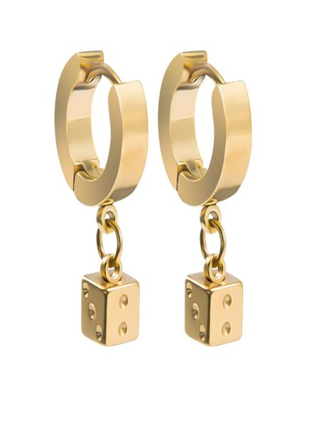 

fashion earrings woman rock jewelry square pendant cool ear piercing jewelry stainless steel dice dangle earrings2495686, Silver