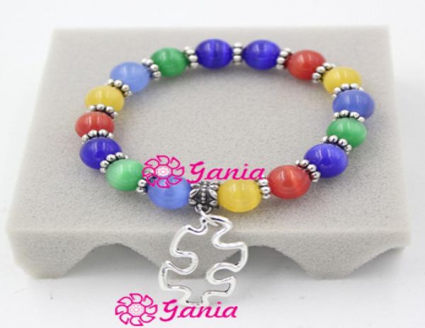 

whole puzzle jewelry awareness autism beaded autism charm bracelet for puzzle autism awareness gift2173592, Golden;silver