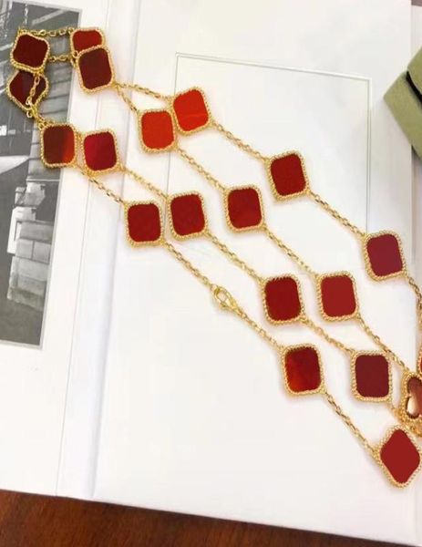 

20 motifs fashion sweater necklace classic4four leaf clover long necklaces diamond pendants motherofpearl stainless steel plate5722499, Silver