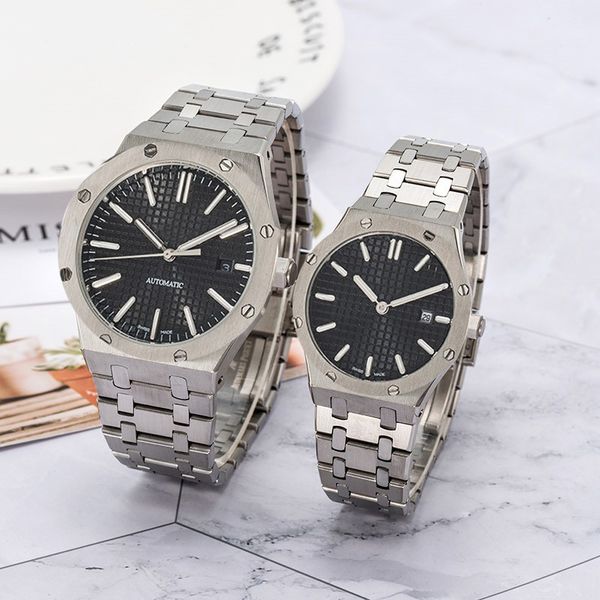 

new luxury watch men's automatic watch women's quartz battery watch precision durable couple watch, Slivery;brown