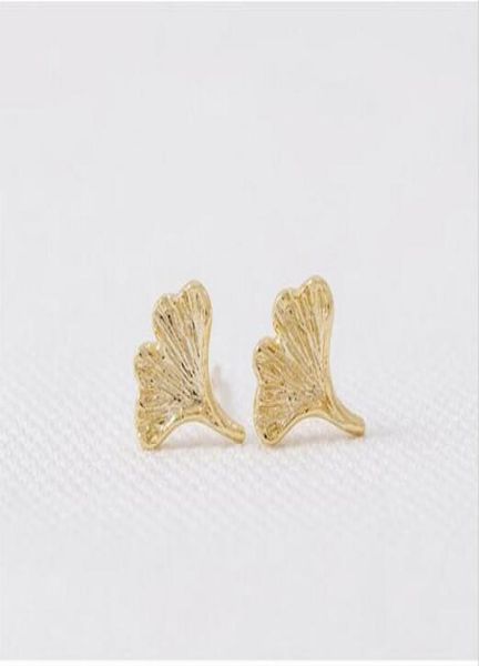 

fashion ginkgo biloba stud earrings whole 0123456786361138, Golden;silver