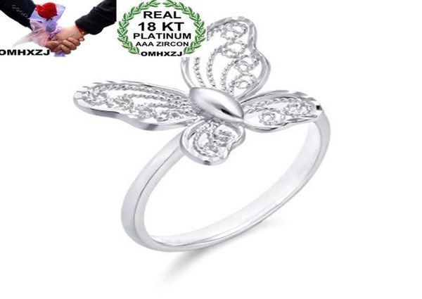 

omhxzj whole european band rings fashion woman girl party wedding gift lace hollow butterfly 18kt white gold ring rr6769808739, Silver