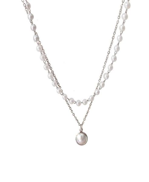 

fashion korean imitation pearl pendant necklaces bracelet simple sweet and lovely double bead chains short clavicle chain temperam4102618, Silver