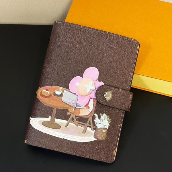 

famous designer graffiti letter women wallet luxury brand sunflower check letter notebook mens diary scrapbook notepad purses card holders n, Red;black