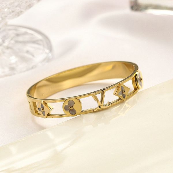 

fashion letter designer 18k gold plated mens bangle women bracelets brand letter jewelry accessory gift, Black