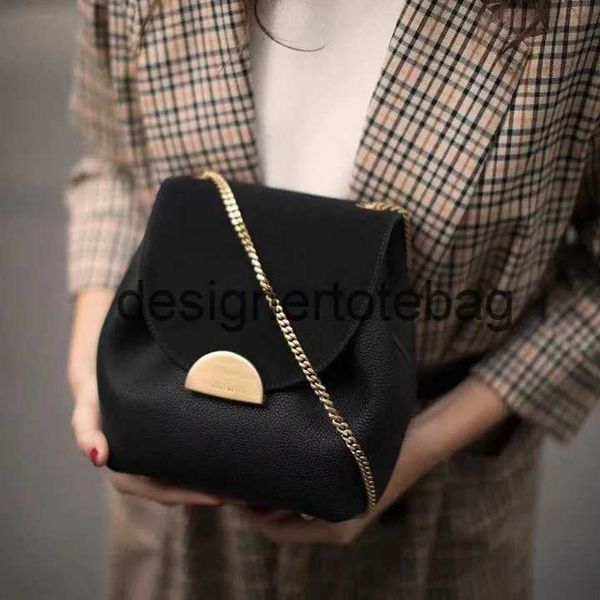 

polene paris chain shoulder bag luxury designer fashion women black leather crossbody magnetic buckle closure cross body bags purse