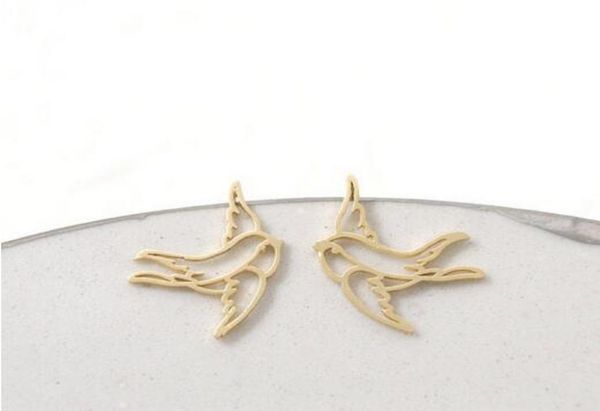 

fashion hollow swallow stud earrings whole 0123456785963144, Golden;silver