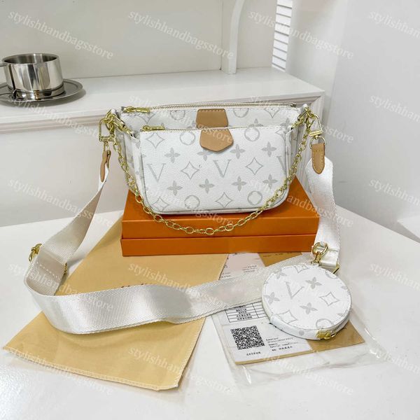 

three piece set women's fashion shoulder bag brown flowers crossbody wallet mahjong handbags leather shopping bag round coin bags styli