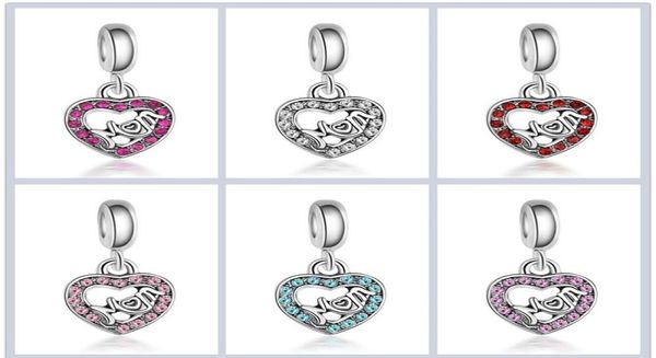 

fit charm bracelet european silver charms beads mom heart crystal crystal pendant diy chain for women bangle necklace jewelry4444930, Black