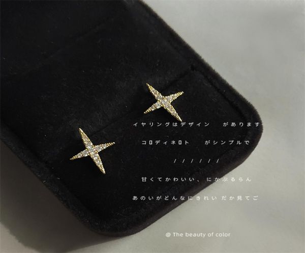 

925 silver stud cubic zircon cross earrings fashion jewelry accessory for women and girls8118839, Golden;silver