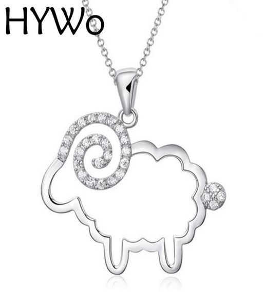 

hywo without chain mosaic sheep hollow 925 silver crystal pendant necklace hypoallergenic jewelry gift for women whole5697206