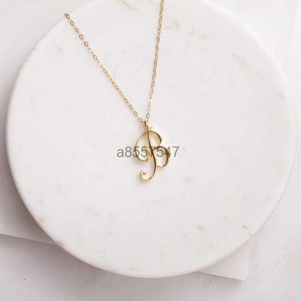 

silver small swirl initial alphabet capital letter necklace all 26 english a-t cursive luxury monogram name word text character pendant chai