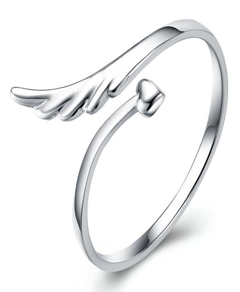 

925 sterling silver ring items jewelry angel wing ring open design adjustable fashion new arrival girl2272102, Golden;silver