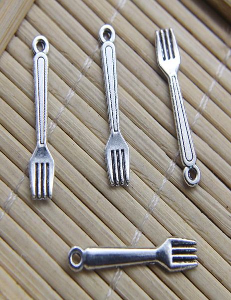 

whole 100pcs mini fork retro ancient silver alloy charm pendant jewelry findings jewelry making diy gift 245mm8937416, Bronze;silver