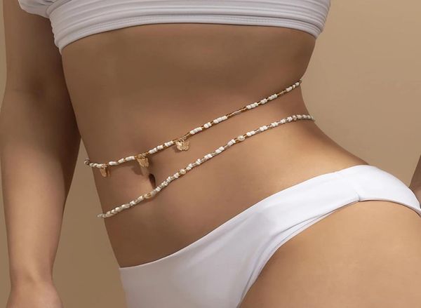 

2021 bohemia double bead belt body chain women summer bikini beach waist chain charms vintage dress waistband belts9733895, Silver