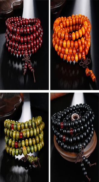 

10 color natural sandalwood 6mm 8mm beads bracelet retro 108 wood bead multilayer buddha prayer bracelets men women jewelry gift6239145, Black