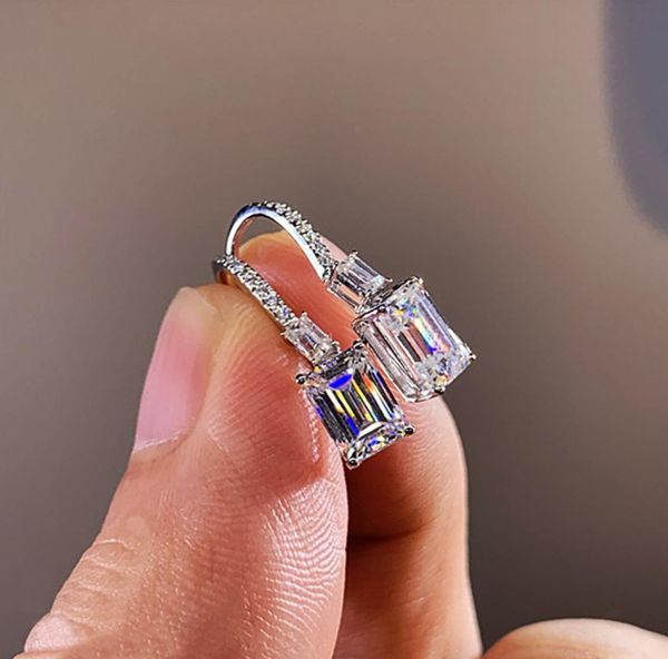 

white cubic zirconia dangle earring for women wedding engagement party female elegant earring accessories5035777, Silver