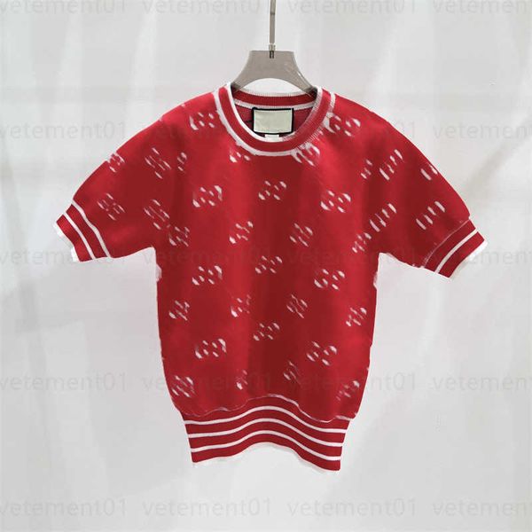 

fashion red tee shirt women pullover knit shirts 2023 summer super positive reds slim fashion knit short sleeve designers tshirt woman, White;black