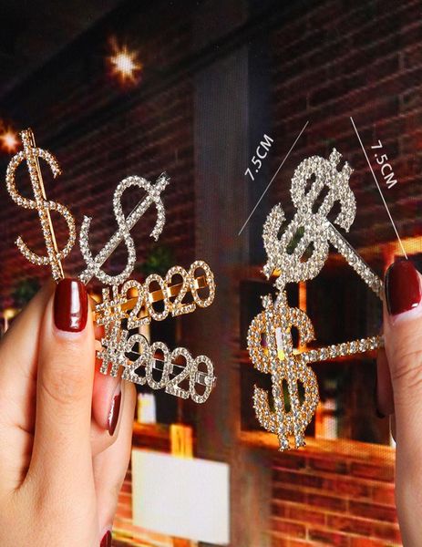 

new crystal rhinestone letter hair clips gold hairpin diamond 2020 words barrettes fashion bangs clip women hair accessories 9516526, Golden;silver